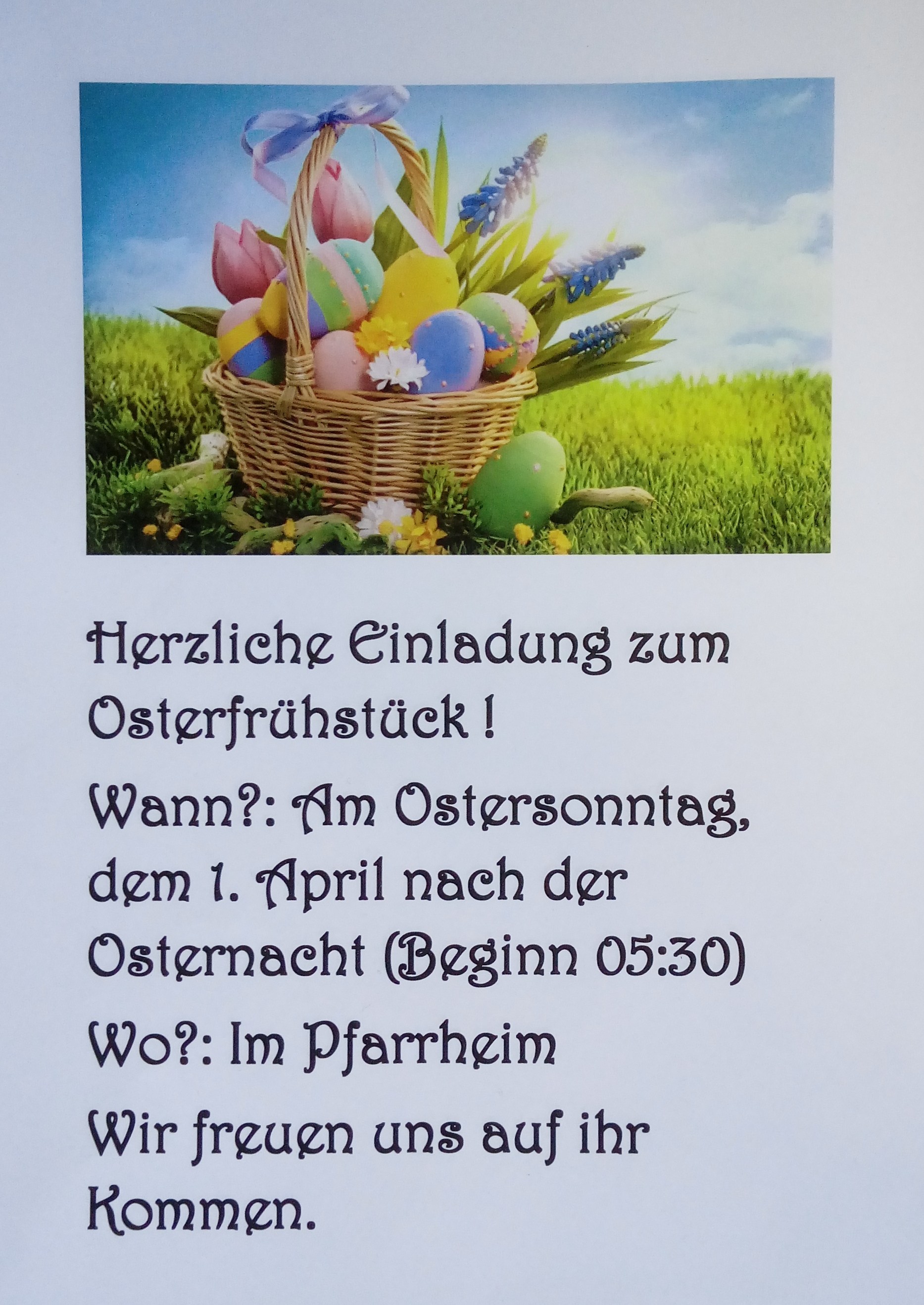 Einladung Osterfrühstück