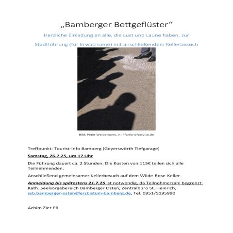 Einladung zur Stadtführung - Bamberger Bettgeflüster