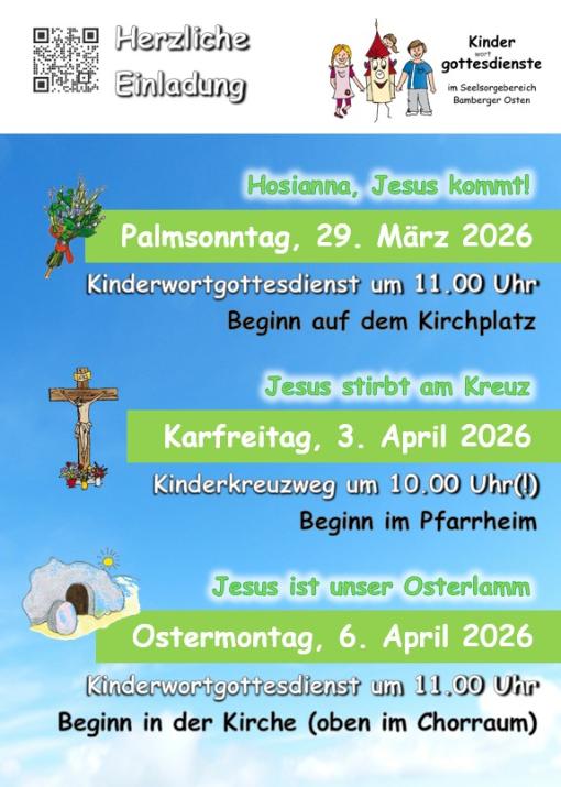 Kinderwortgottesdienste an den Kar- und Ostertagen 2026
