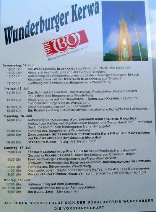 Wunderburger Kirchweih 2016 Vorbereitungen und Aufbau 13.07.2016