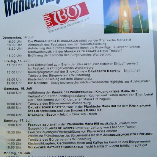Wunderburger Kirchweih 2016 Vorbereitungen und Aufbau 13.07.2016